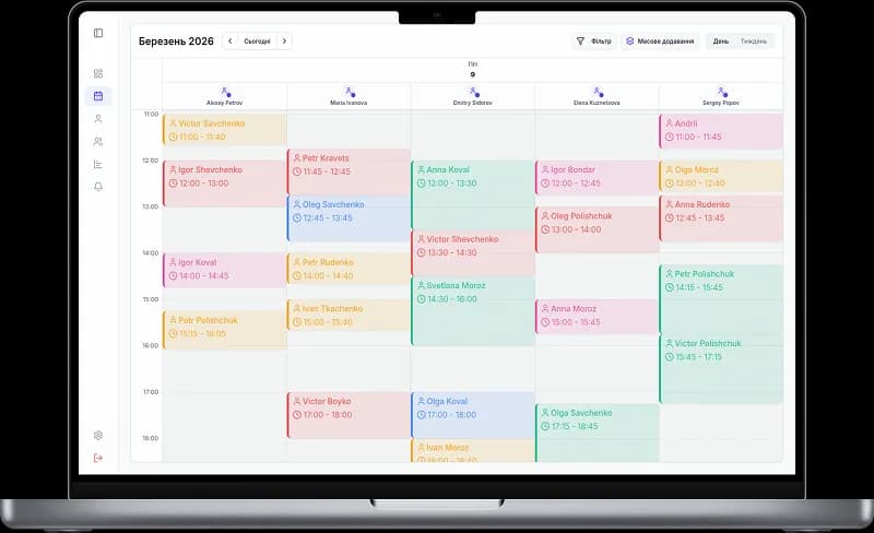 Clienteria calendar on MacBook